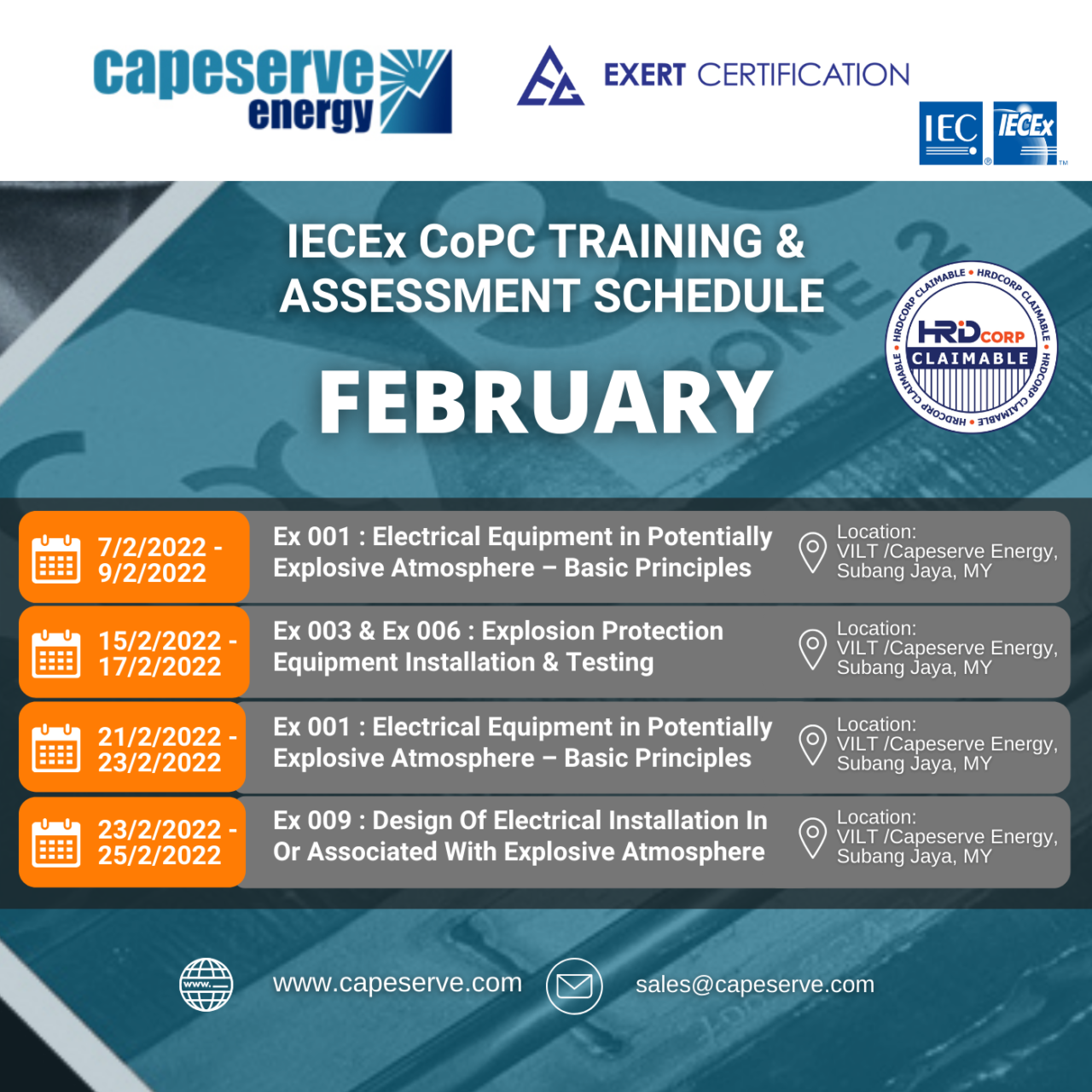 IECEx CoPC Training Schedule – February