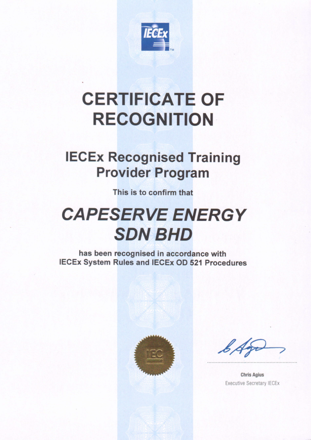 IECEx Recognised Training Provider