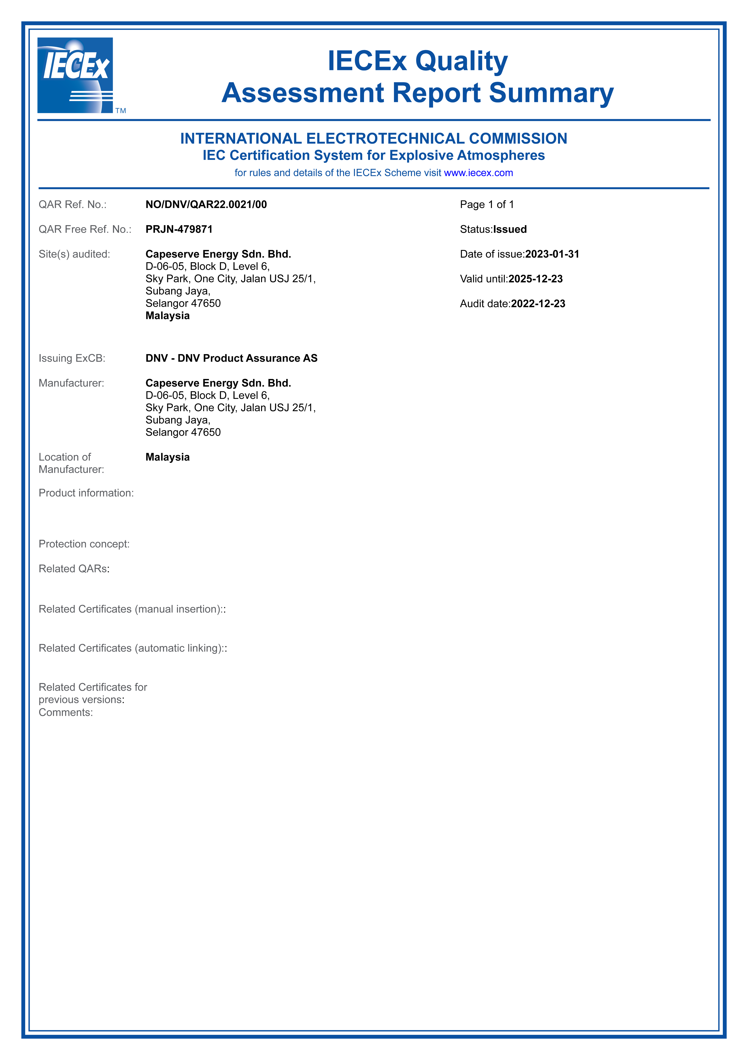 IECEx Quality Assessment Report